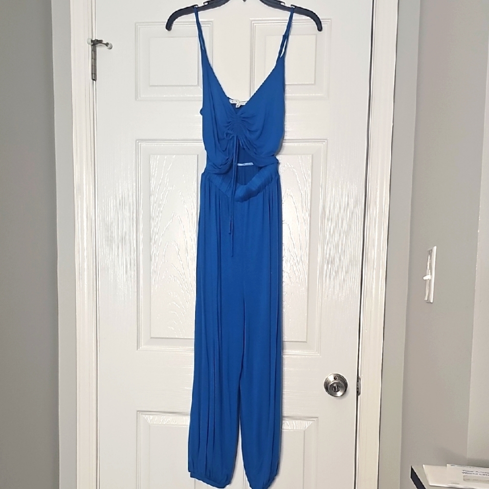 HYFVE Blue Cutout Genie Style Leg Jumpsuit Adjustable Straps Top Coverage Size M